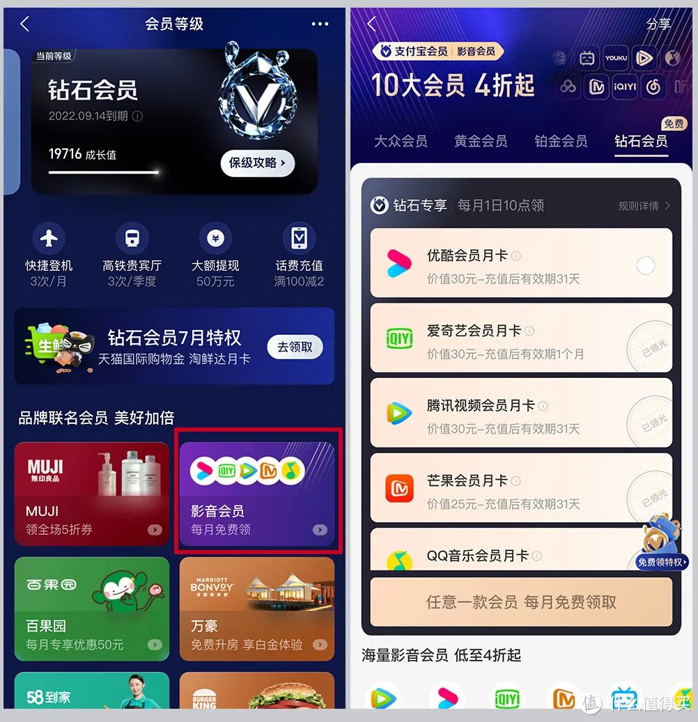 攻略：支付宝钻石会员每月固定福利获取姿势详解！一杯免费星巴克拿铁，8.88元话费红包...