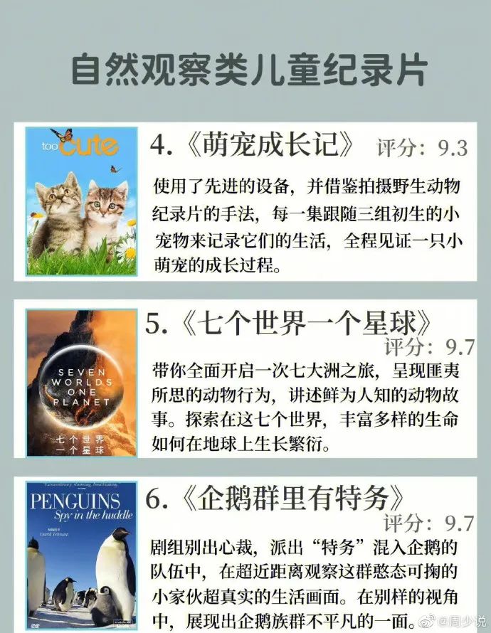 24部适合孩子观看的儿童纪录片