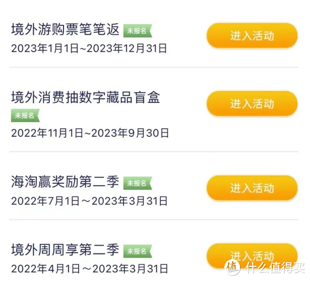 4月银行境外刷卡返现活动汇总