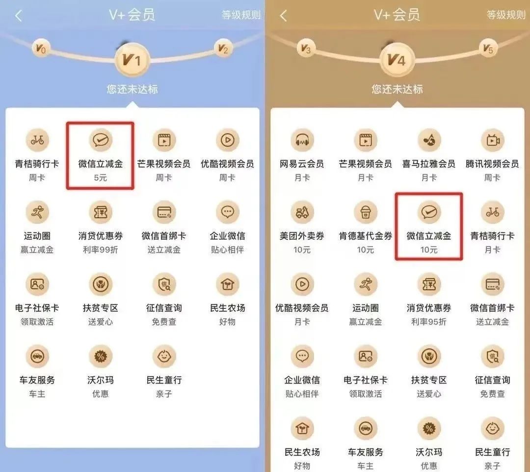 民生银行V1会员以上领取最低5元微信立减金