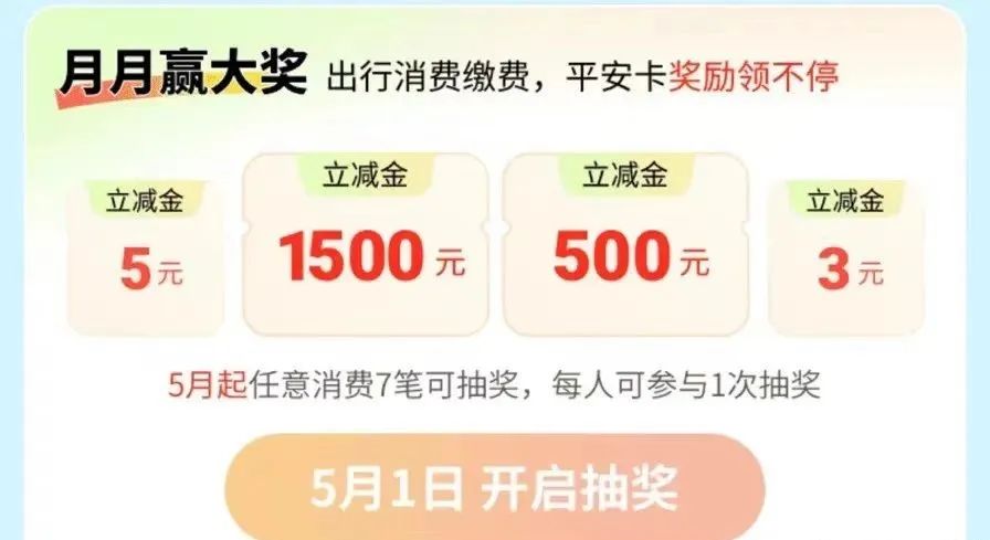 平安借记卡最高1500元立减金