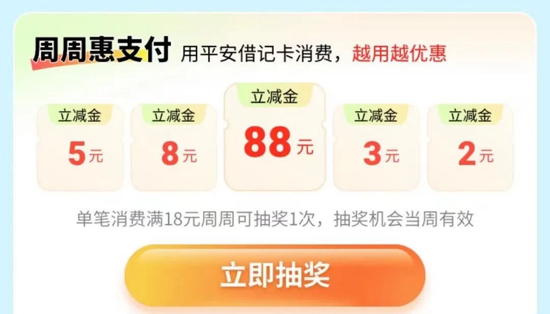 平安借记卡最高1500元立减金