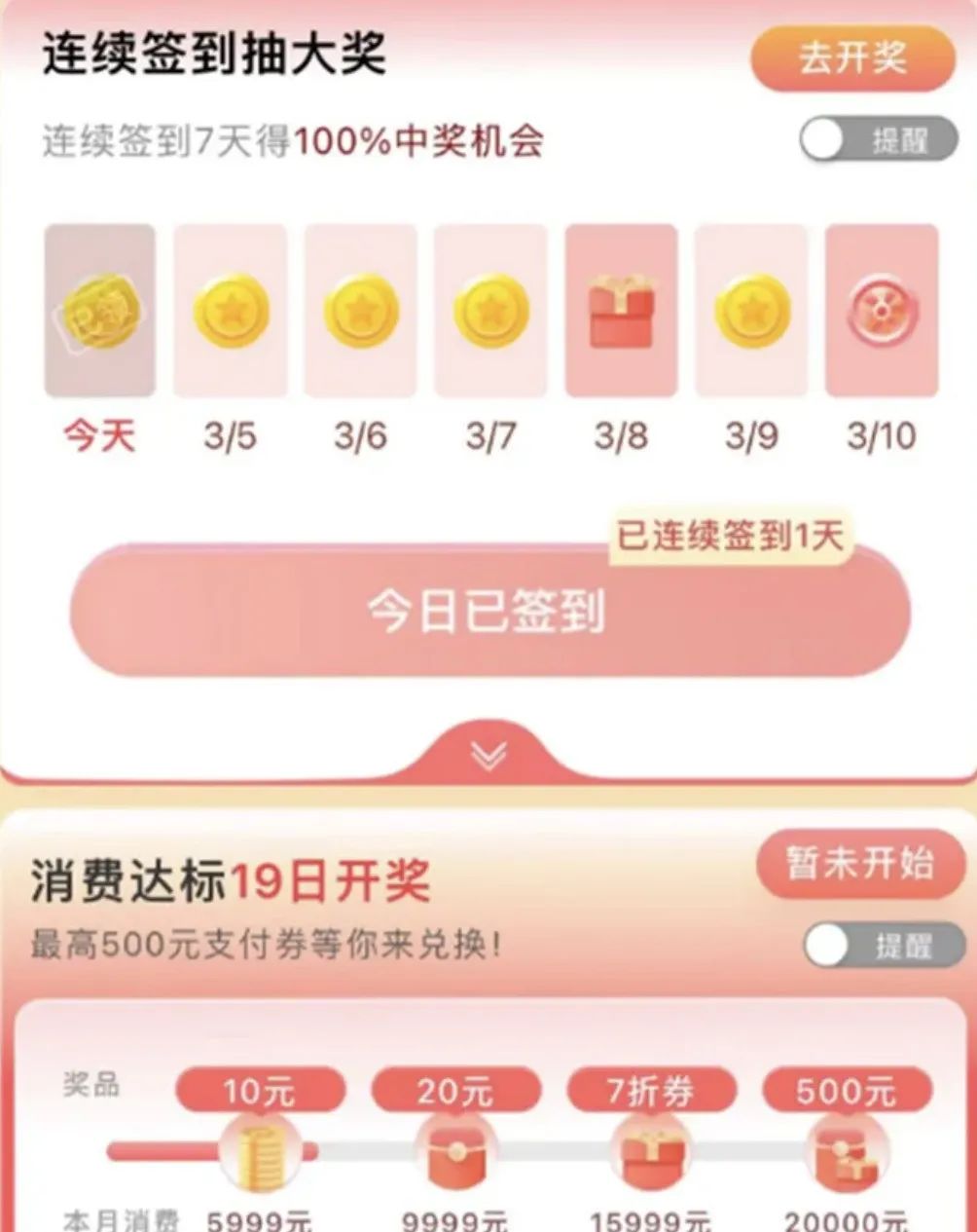 中信100-500元支付券