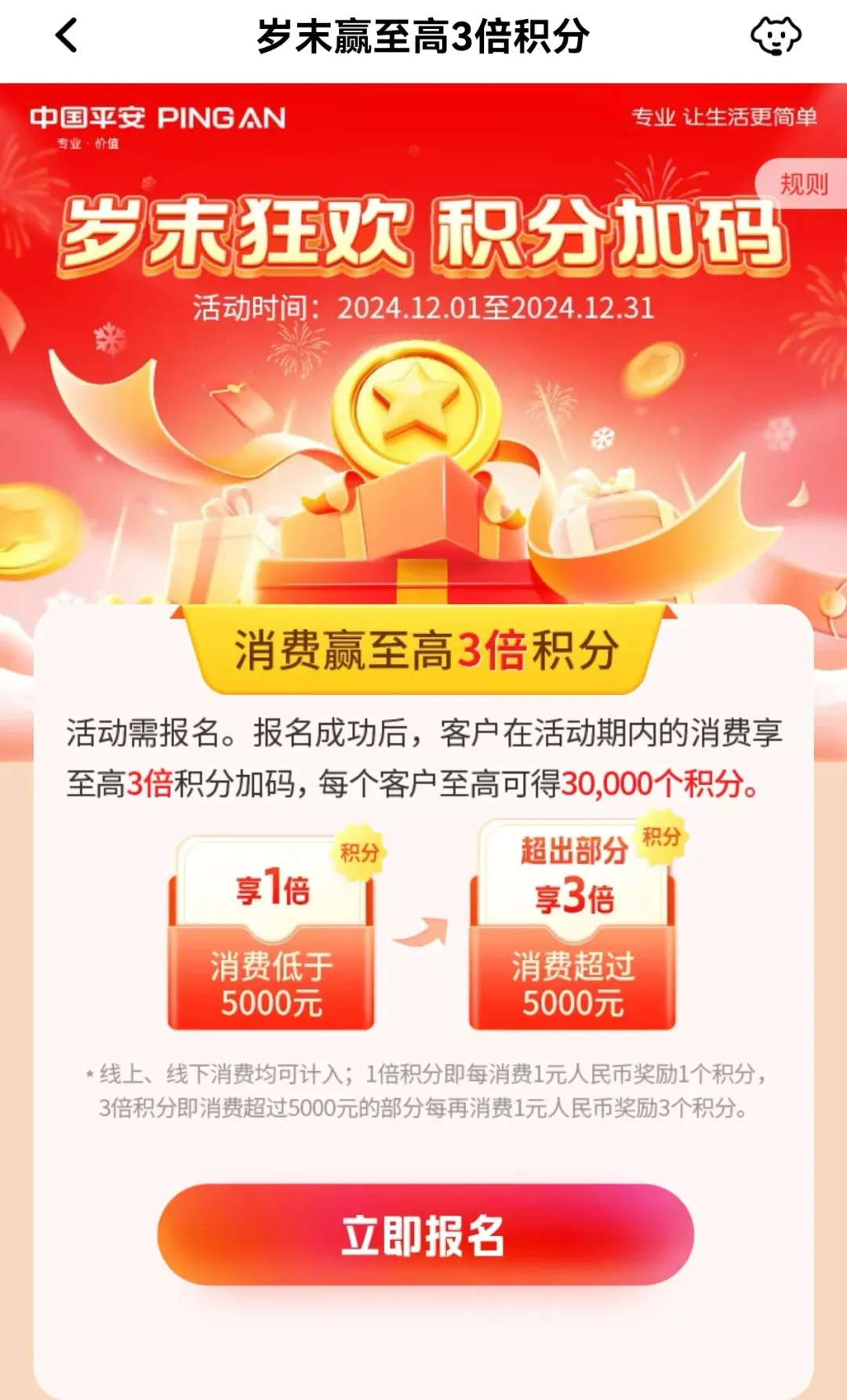 平安160元刷卡金