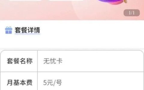 撸毛必备：电信5元月租无忧卡